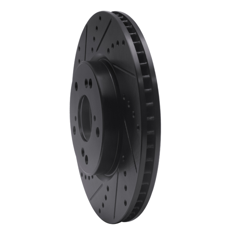 Honda Accord Brake Rotor (1) - Front Left - R1 Concepts - Drilled & Slotted - Black - `13-`22